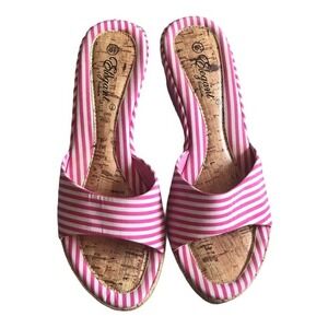 Elegant Collection Pink/White Striped Wedges